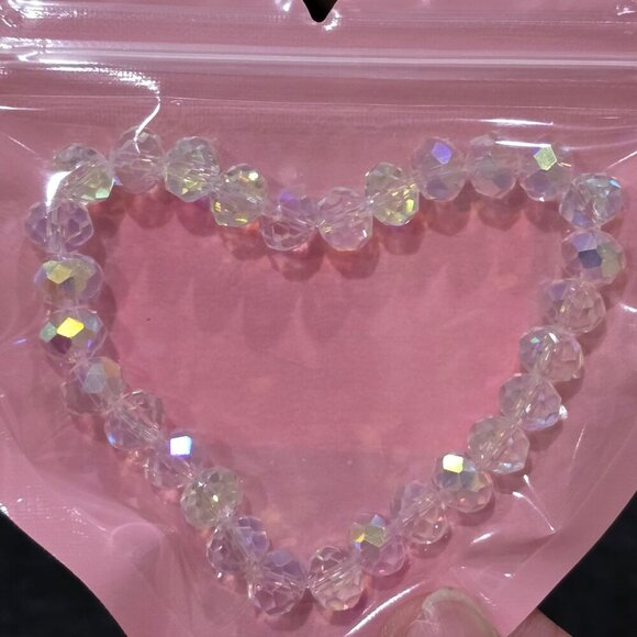 Handmade ✦ AB Austrian Crystal Rondelle Bracelet ✦ 8mm Iridescent Stretch Beads - Picture 11 of 14